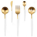 Serving Utensils,Set of 5 Matte Whitegold Large Serving Spoon,Slotted Serving Spoon and Serving Fork,with Sugar Spoons and Butter Knife,Stainless Steel Serving Utensils Set for Party Catering Buffet - color: Whitegold