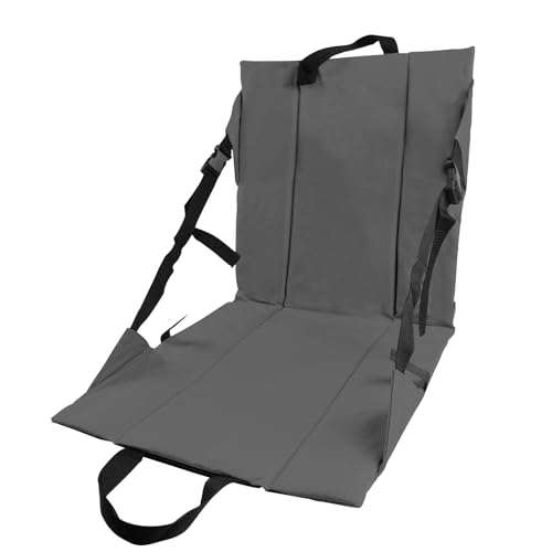Folding Stadium Seat Cushion with Backrest, Portable Bleacher Pad for Camping, Fishing,15.8'' x 16.5'',Lightweight Chair with Backrest for Outdoor Sports and Concerts (Grey) - color: Grey