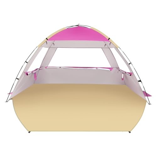 Venustas Beach Tent Sun Shelter for 3/4/6/8 Person, UPF 50+ UV Protection Beach Canopy, Lightweight and Easy Setup Cabana, Portable Shade Tent - color: Pink, size: 4 Person