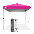 EAGLE PEAK Pop Up Canopy Tent with Wheeled Carry Bag, 8 Stakes, 4 Ropes, Easy Set Up Tent Canopy, 8x8 ft, Pink - color: Pink, size: 8x8