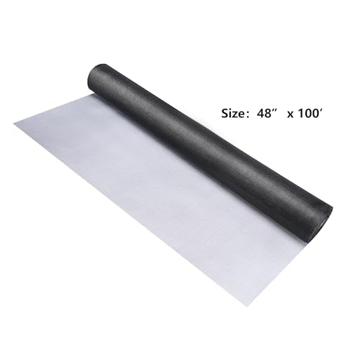Fiberglass Window Screen Roll 48” x 100’ Easy to Use Grey Replacement Window Screens for House Windows or Door - color: Gray, size: 48” x 100’