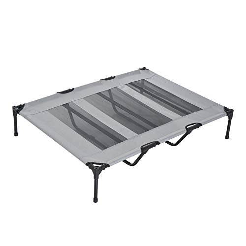 PawHut Elevated Portable Dog Cot Cooling Pet Bed With UV Protection Canopy Shade, 48 inch - color: Gray, size: 48 inch