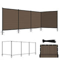 ECOOPTS 5'Hx24'L Privacy Fence Set with Poles and Rails Ground Spikes Fence Kit for Yard Patio Garden Pool (Brown) - color: Brown, size: 0 5'Hx24'L