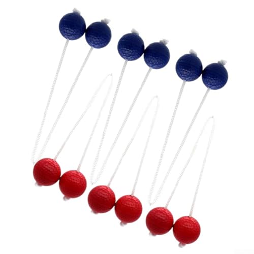 Ladder Ball Toss Game, Golfs Ball Bolas Set, PE Material, 42mm Diameter, 50cm Cord, 6 Pieces, Black White Red Blue, for Yard Lawn Outdoor Indoor Activities - color: black+white