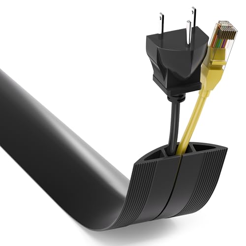 ZhiYo Floor Cord Cover 4ft, Cord Hider Floor Hide Extension Cords, Cable Management Prevent Cable Trips, Floor Cable Cover Wire Covers for Cords, Cable Protector Cord Cavity W0.6in H0.32in Black - color: Black, size: 2'' W X 4' L