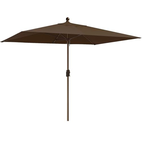 EliteShade USA 10-Year-Non-Fading 6.5x10Ft Rectangular Market Patio Umbrella, UPF 50+ UV Protection Performance Sun Umbrella, Heavy Duty Commercial Grade Outdoor Table Umbrella with Crank, Windproof Vented Top for Garden, Pool, Deck and Outdoor Playsets,