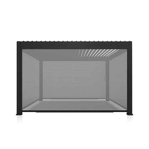 Mirador Accessory - 13Ft Side Adjustable Pull Down Screen for Mirador pergola 111S Series, Enhance Outdoor Living Space with Pull-Down Sun Shade, Wind Block, UV Resistant, Charcoal, not pergola - color: Charcoal, size: 13Ft Side(for 111 series)
