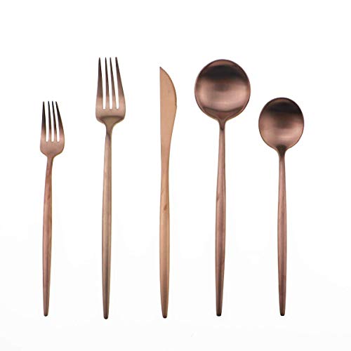 20-Piece 18/10 Stainless Steel Flatware Silverware, Luxury Dinnerware Set Travel Cutlery Tableware Include Knife Fork Spoon Service for 4,Healthy & Eco-Friendly Dishwasher Safe (Rose Gold) - color: Rose Gold, size: Service for 4