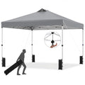 Tangkula 10 x10 Ft Pop Up Canopy with Center Lock, UPF 50+ One-Button Setup Outdoor Canopy Tent with Roller Bag, 4 Sand Bags, Heavy-Duty Steel Frame, 8 Stakes, 4 Ropes for Camping, Picnic - color: Gray