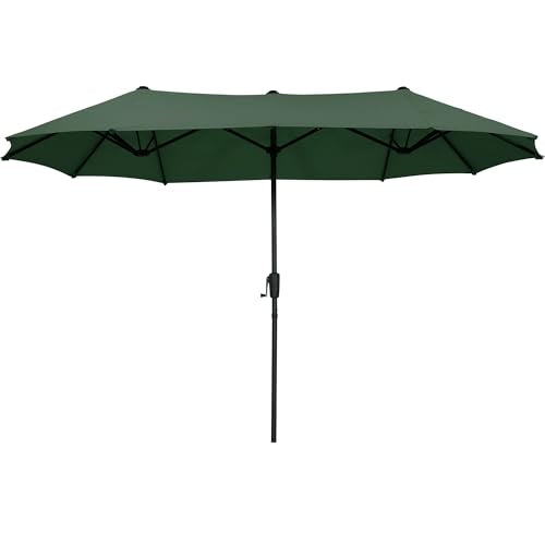 13Ft Large Patio Umbrella Outdoor Double-Sided Market Umbrella w/Easy Crank for Yard, Poolside, Deck, Green - color: Green, size: 13FT Umbrella
