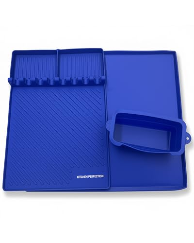KITCHEN PERFECTION Ultimate Kit for Blackstone Griddle 36 Inch - Silicone Griddle Cover Mat + Griddle Accessories Mat + 2 PCS Silicone Grease Cup Liners Hermetic Protection from Rust & Debris All Year - color: Classic Blue 36" Ultimate Kit