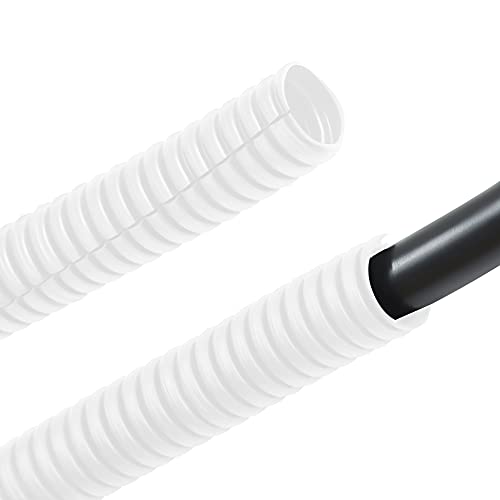 ZhiYo 20FT 1/4” Wire Loom Split Tubing Auto Wire Conduit Flexible Cover | High Temperature Heat Resistant -40F to 257F | Plastic Cover for Electrical Wires & Cables, White - color: White, size: 20FT 1/4"