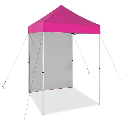 EAGLE PEAK Pop up Canopy 5x5, Outdoor Portable Canopy Tent with One Removable Sunwall, Carry Bag Included, Pink - color: Pink