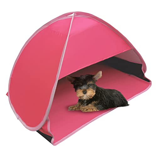 Pop Up Beach Sun Shade, 1-Pack Mini Sun Shelter Tent for Anti-UV Windproof Camping Picnic Fishing Bench, Rose Red-Painted Silver, L - color: Rose red-painted silver, size: Large