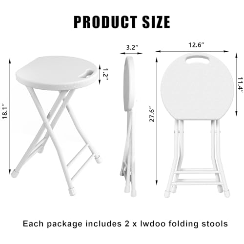 Folding Stool, 18 Inch Foldable Stool with Handle & Steel Frame, Pack of 20 Folding Bar Stools, 440lbs Sturdy Foldable Lightweight Metal Chair for Camping, Indoor and Outdoor, White - color: White, size: Pack of 20