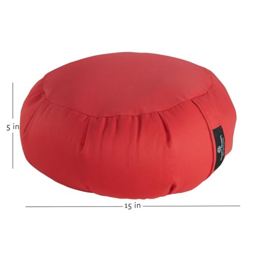 Hugger Mugger Zafu Meditation Cushion - Support in Cross-Legged Sitting, Buckwheat Filled, Durable Fabric, Convenient Handle, Handmade in USA - color: Poppy
