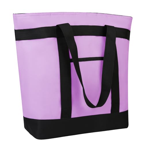 Insulated Reusable Tote Bag for Grocery Shopping for Women/Men, Pizza/Food Delivery Bag to Keep Food Cold/Hot for Commercial Delivery Services, Cooler bags for Travel/Beach/Picnic, Lavender - color: Purple, size: Non-Waterproof