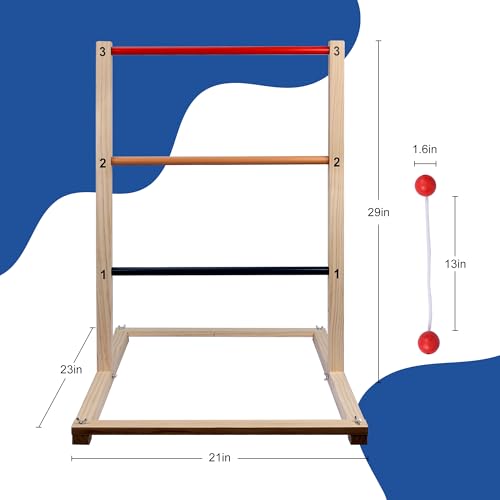 GOTHINK Wooden Ladder Toss Game Set - Finished Wood Toss Set with Ladder Ball Bolos - Indoor & Outdoor Game for Kids & Adults - color: Ladder Toss 2 Set