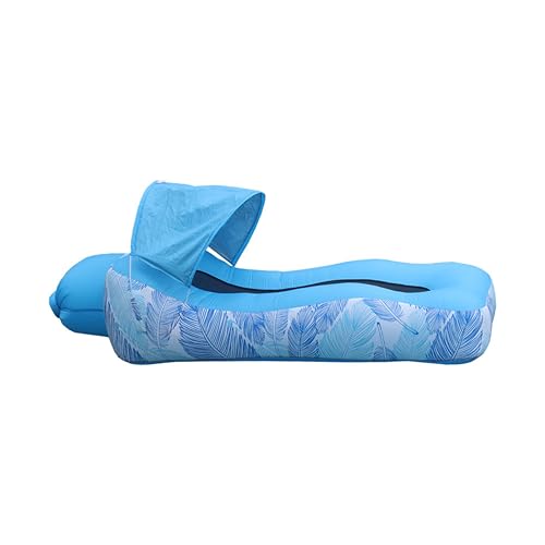 Inflatable Lounger with Detachable Sunshade — Portable Inflatable Sofa — Waterproof Beach Bed & Camping Chair (Ideal for Music Festivals, Hiking,) — Leak-Proof 210T Polyester Material (Sky Blue) - color: Sky Blue