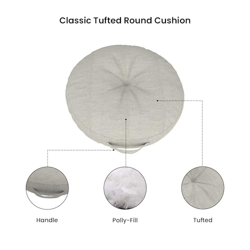 Covers & All Sunbrella Round Seat Cushion with Handle, Plush Outdoor Pillows and Chair Cushions for Home or Patio (22 x 5 Inch, Canvas Granite) - color: Canvas Granite, size: 22 x 5, style: Handle