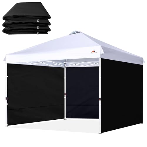 SCOCANOPY SideWall for 8'x8' Pop Up Canopy Frame, 3 Pack SunWall Only,(Black) - color: Black