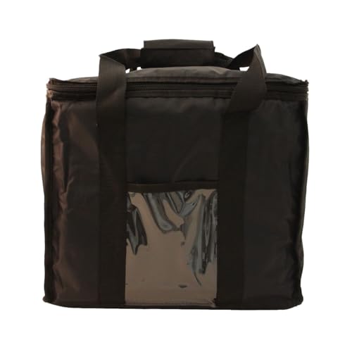 Chef Approved 12 x 12 Food Delivery Bag | Heavy Duty Insulated Soft-Sided Hot Cold Sandwich Carrier with Zipper Closure for Restaurant Shopping Grocery | Square Shape, 12"W x 12"D x 15"H, Nylon, Black - color: Black