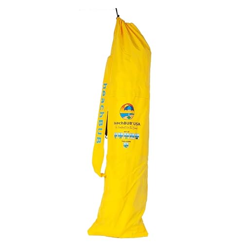 BEACHBUB Beach Umbrella Bag - Waterproof & Foldable Beach Bag for Umbrellas with Wide Padded Shoulder Strap & Molded Carry Handle - color: Sun-Kissed Yellow