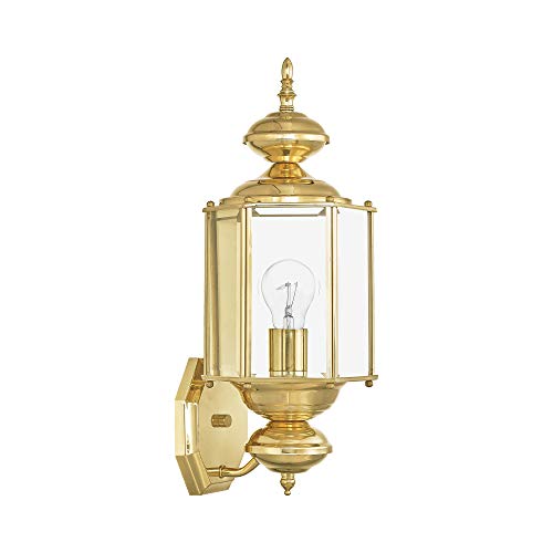 Livex Lighting 2006-02 Basics 1 Light PB Outdoor Wall Lantern, Polished Brass - color: Polished Brass