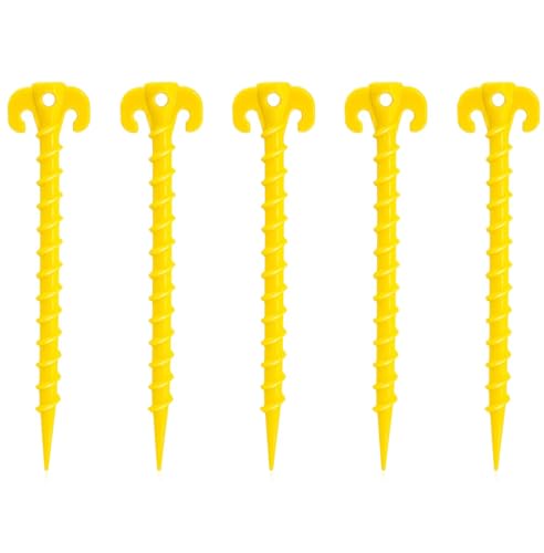 5 Pack Ground Anchors Spiral Stakes for Outdoor Camping for Landscaping Securing Weed Barrier Fabric Irrigation Tubing, Holding Fence Tarpaulin 8.5 Inch Tent Stakes