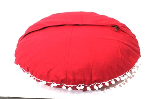 CRAFT KALA Meditation Floor Pillow Cover, Round Large Pillows Cover Seating for Adults, Bohemian Mandala Circle Cushions Cover for Outdoor Fireplace Yoga Living Room (Red, 32" Round) - color: Red, size: 32" x 32" (Pack of 1)