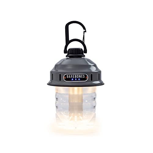 Barebones Beacon Hanging Light – State Grey, Rechargeable LED Camping Lantern with Adjustable Brightness – Weatherproof Vintage-Style Hanging Lantern for Outdoor Adventures and Year-Round Use - color: Slate Gray