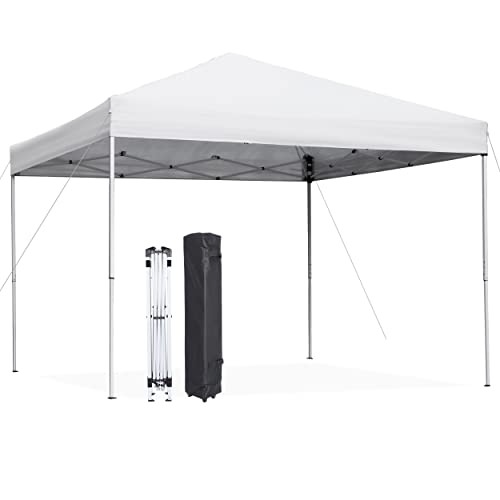 JupiterForce 10 x 10 Pop Up Canopy Tent Sun Protection Waterproof Instant Shelter Portable Folding Canopy with Roller Carry Bag, White - color: White