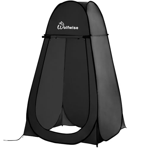 Wolfwise Pop Up Shower Tent for Camping Essentials, Portable Instant Changing Tent with Ventilation Window & Carry Bag, Privacy Dressing Room Bathroom Toilet for Beach & Outdoor, Extra Tall, Black - color: Black, size: Extra Tall: 6'11" H, 47.2" W