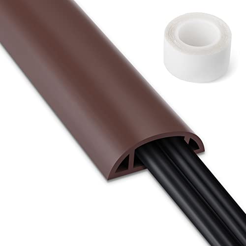 Cord Hider Floor, 3FT, Brown Cord Cover Floor, Cord Protector Floor Extension Cable Cover, Soft PVC Wire Covers - Cable Management Hide Cords on Floor - Cord Cavity: 0.7" (W) x 0.4"(H) - color: Brown, size: Large-3ft