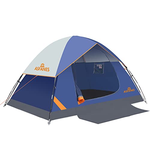 ASFANES Sundome Camping Tent with Rainfly, 2/4/6/10 Person Tent Sets Up in 10 Mins, Weatherproof Shelter for Camping, Festivals, Backyard, Sleepovers, & More - color: Navy Blue(2 People), size: 2 People