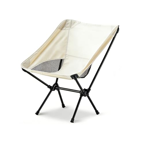 Wind Tour Portable Camping Chair Lightweight Foldable Outdoor Chair for Hiking Camp Backpacking Lawn Beach Fishing Picnic with Carry Bag (Off White) - color: Off White