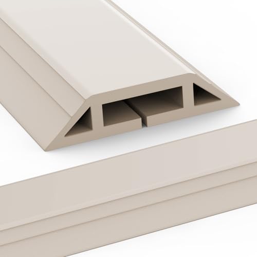 Eapele Floor Cord Cover 10ft Cord Covers for Wires on Floor, Heavy Duty Extension Cord Cover, Rubber Floor Cable Cover, Prevent Trip Hazard for Sidewalk Home Office Outdoor or Indoor Settings - color: Warm Beige, size: 10 feet-1pc