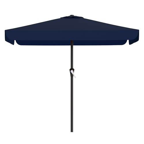 AreShark 8 X 10 FT Large Rectangular Patio Umbrella with Valance, Outdoor Table Market Umbrella w/Crank & 8 Ribs, Rectangle Outdoor Umbrellas for Garden, Deck, Yard and Poolside, Navy - color: Navy, size: 8x10 FT