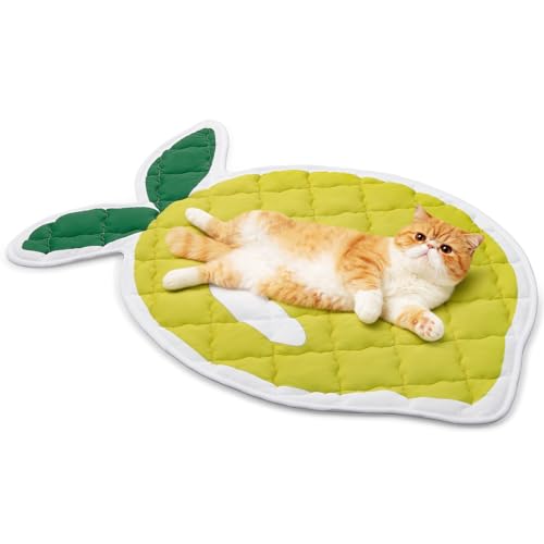LOOBANI Dog Cooling Mat for Small Dogs, Cats 40"x28"- Cute Lemon Design Cooling Mat for Dogs (Cool & Warm Side), Dog Cooling Pad for Crate, Floor, Car, Trip, Yellow 40"x28" - color: Lemon, size: 40"x28"