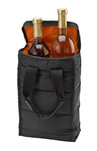 Handy Laundry Wine Carrier Tote Bag - 2 Bottle Pockets - Attractive wine bag with thick external padding, zipper and easy to carry handles. Perfect for travel, picnics or a day at the beach.