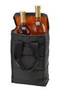 Handy Laundry Wine Carrier Tote Bag - 2 Bottle Pockets - Attractive wine bag with thick external padding, zipper and easy to carry handles. Perfect for travel, picnics or a day at the beach.