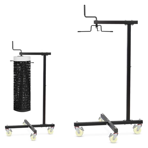 Movable Sports Net Storage Rack with Lockable Wheels, Heavy-Duty Holder for Volleyball, Tennis, Pickleball, Badminton Nets, Space-Saving Support Rack with Swivel Handle & Dust Covers - style: Holds 1 Net