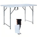Lakhow Folding Table 4 Foot Portable Heavy Duty Plastic Fold-in-Half Utility Table with Carrying Handle,Indoor Outdoor Small Adjustable Height Folding,Camping and Party,White - color: 4ft-white