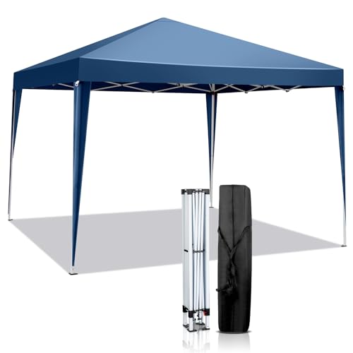 VINGLI 10x10 Pop Up Canopy Tent, Outdoor Portable Foldable Canopy for Camping, Patio, Parties, EZ Up Gazebo With Carry Bag (Blue) - color: Blue, size: 10x10