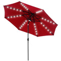 GDY 10Ft Patio Umbrella, Table Umbrella with 40 LED Lights, Outdoor Umbrellas for Patio, with Tilt and Crank, Center Light, for Garden, Deck, Backyard, Pool, and Beach. - color: Red