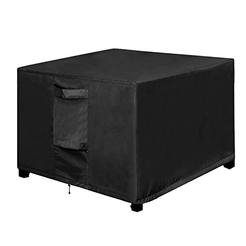 OutdoorLines Outdoor Waterproof Patio Ottoman Covers - Square UV-Proof Patio Side Table Cover Windproof Heavy-Duty Furniture Covering Protector 28L x 28W x 17H Inch, Black - color: Black, size: Square 28"l X 28"w X 17"h
