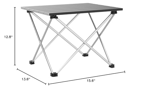 Grope Portable Camping Table with Aluminum Table Top, Folding Beach Table Easy to Carry, Prefect for Outdoor, Picnic, BBQ, Cooking, Festival, Beach, Home Use (Black-S) - color: Black, size: Small