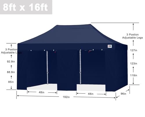 ABCCANOPY Easy Pop Up Canopy Tent with Sidewalls 8X16 Commercial -Series, Navy Blue - color: navy blue, size: 8X16
