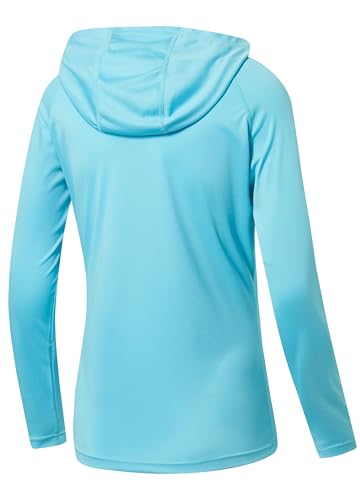 Willit Women's UPF 50+ Sun Protection Hoodie SPF Shirt Long Sleeve Hiking Fishing Outdoor Shirt Lightweight Hoodie - color: Blue, size: Large