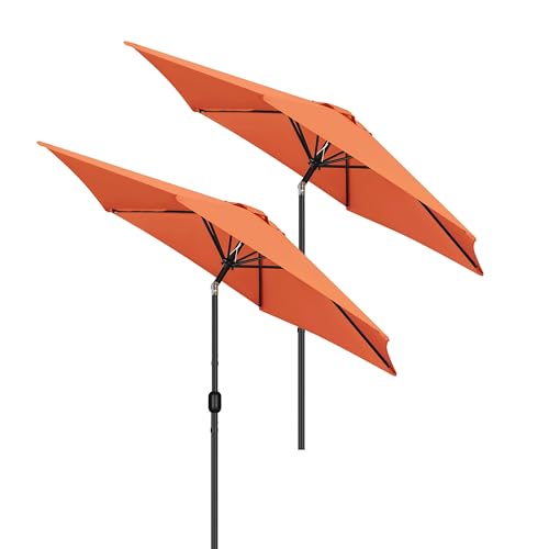 Yaheetech 2 Pack 9FT Outdoor Patio Umbrella Outdoor Table Umbrella w/Push Button Tilt & Crank, Yard Sun Shade UV Protection Waterproof for Pool, Market, Terrace, Beach, Outdoor Restaurant, Orange - color: Orange, size: 9FT